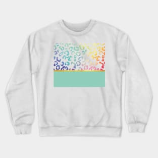 Rainbow leopard print, golden lining, mint Crewneck Sweatshirt